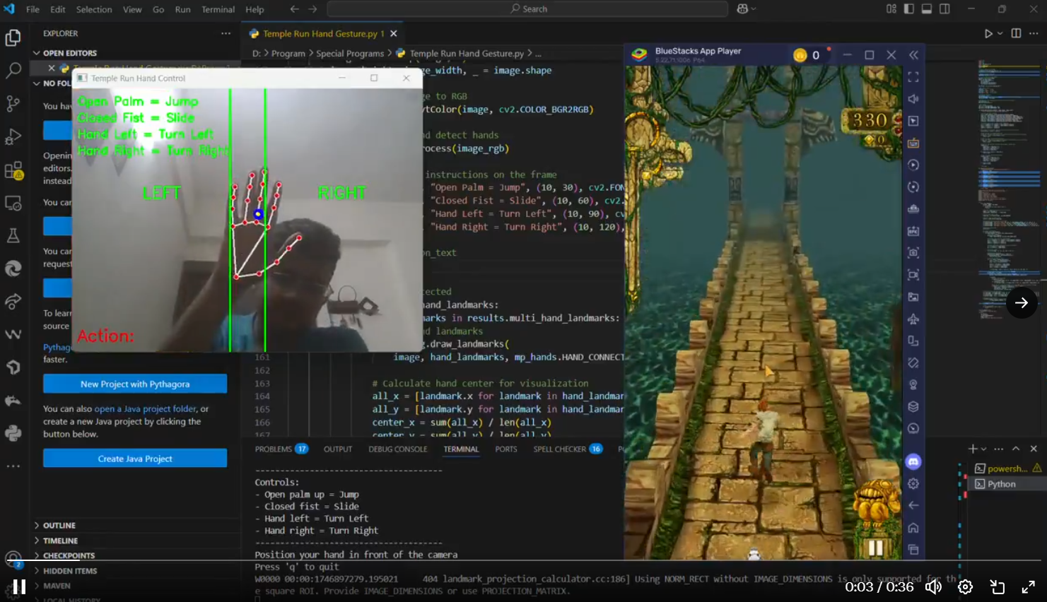 Temple Run & Angry Birds using Hands