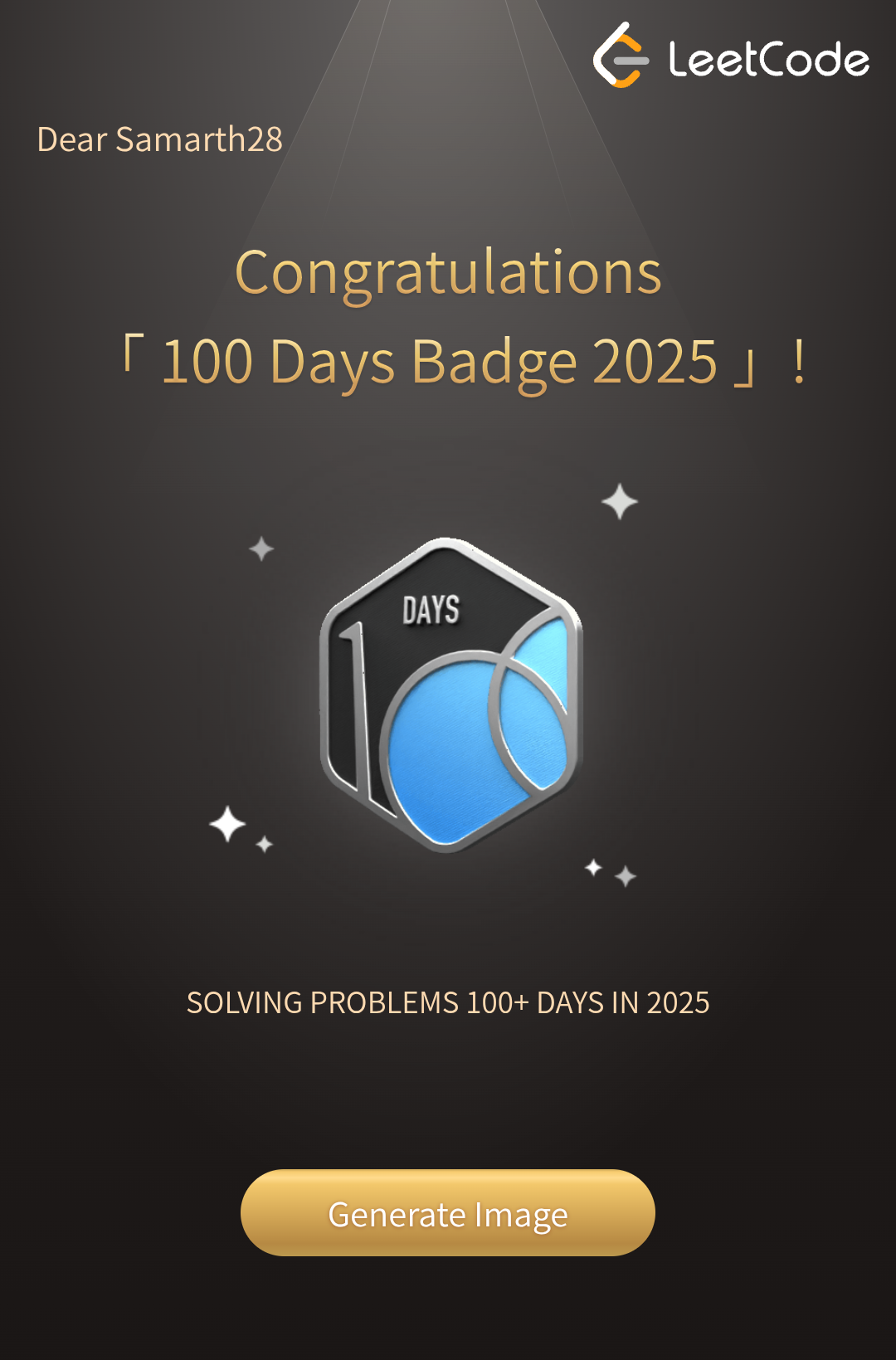 LeetCode 100 Days Badge 2025